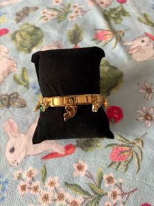 Gold Charm Bracelet with Elephant &amp; Pineapple