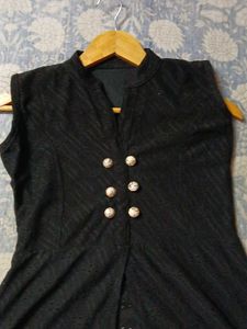 Black Ethnic Kurta with Floral Print