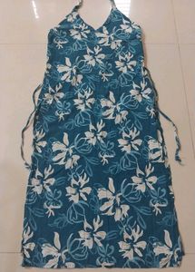 Blue Floral Halter cotton long kurti