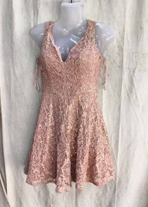 86209. Sparkly Lace V-Neck Mini Dress