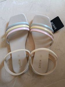 Pastel Striped Flat Sandals