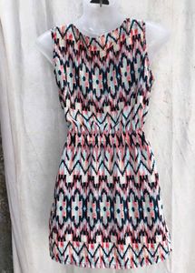 Geometric Print Sleeveless Mini Dress
