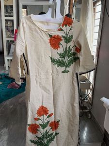 Cream Floral Print Kurta