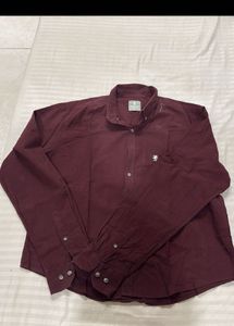 Maroon Collared Button-Up Shirt