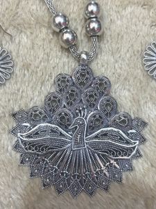 🦚Peacock Design Necklace &amp; Earring Set