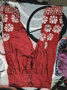 Red Salwar only  with White Print