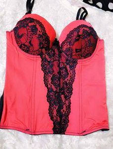 Red & Black lace paded corset