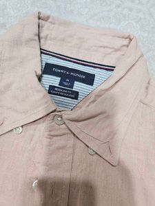 Tommy Hilfiger Short Sleeve Button-Up Shirt-Peach