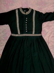 Elegant Green Embroidered Ethnic Gown