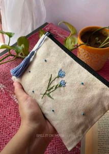 Handmade Embroidered Floral Pouch