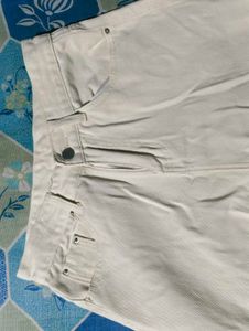 Cream Wide Leg Jeans