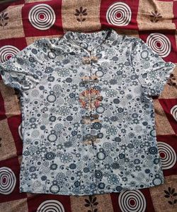 Floral Print Mandarin Neck Top