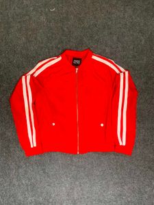 Red Bomber Jacket with White Stripes