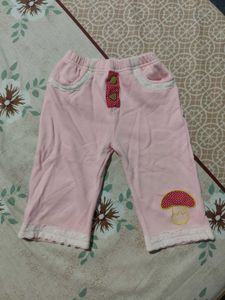 pink pant with lace trim