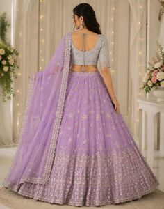 Stunning Lavender Sequined Lehenga Choli