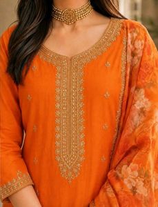 Vibrant Orange Kurta with Dupatta