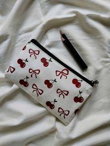 Cherry & Bow Print Pencil Pouch