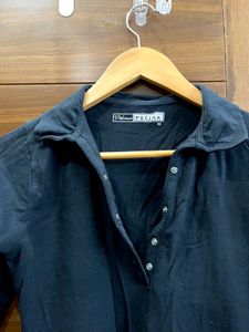 Y2K Black Polo Neck Top
