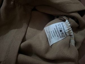 Brown Ribbed Ruched Top