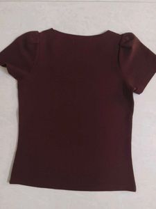 Maroon Puff Sleeve Top