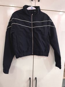 Navy Striped Bomber Jacket