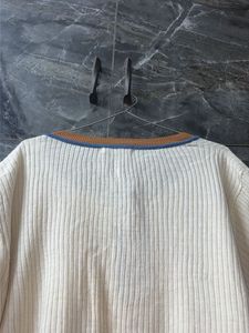 Cream Ribbed Knit Top for Women