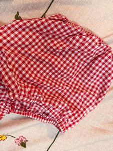 Nefs finds Red Gingham Ruffle Blouse