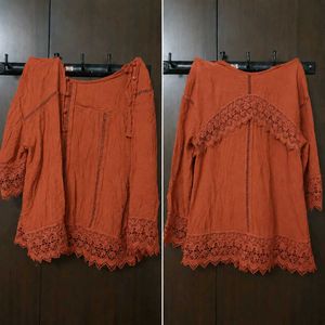 ONLY Red Lace Detail Top