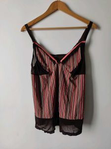 Striped Camisole with Lace Trim