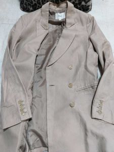 Women's Beige Double-Breasted Blazer