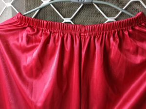 Red Satin Nightie with Lace Trim