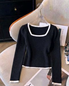 Black & White Square Neck Winter Top