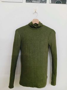Olive Green Turtleneck Top