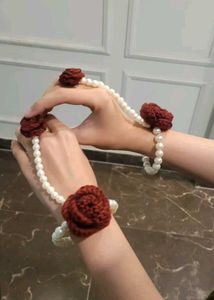 Boho Rose Pearl Hand Bracelet