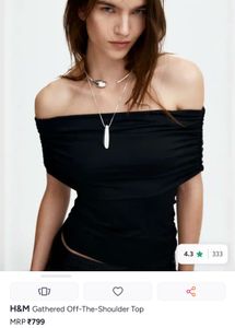 H&M Black Off-Shoulder Gathered Top