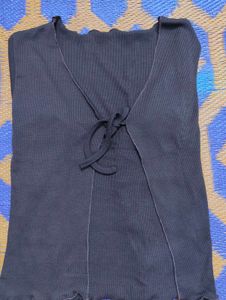 Brown Tie-Front Cardigan Top