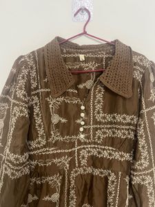 Boho Print Button-Up Tunic Top
