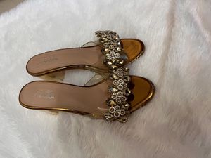 Sparkly Gold Jeweled Mules