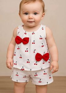 Cherry print top bottom set