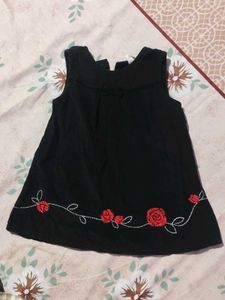 Cute Black Rose Embroidered Dress