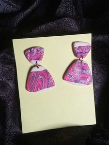 Funky Pink Marble Dangle Earrings