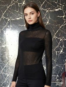 Sheer Black Turtleneck Top