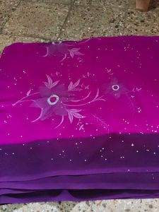Beautiful Purple Ombre Saree with Floral Design