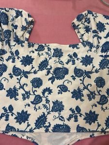 Boho Floral Print Puff Sleeve Top