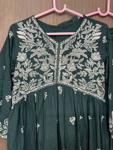 100% cotton chikan work full flare 2pc set