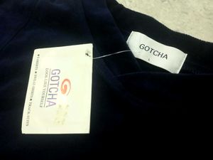 Navy Blue T-Shirt with Red Stripe Detail
