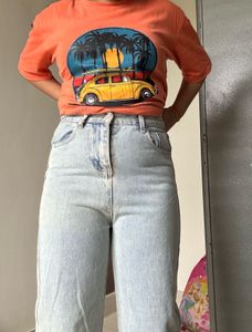 Light blue acid Wash Wide Leg Jeans