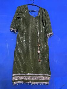 Green Sequined Kurta with pilazo dupatta