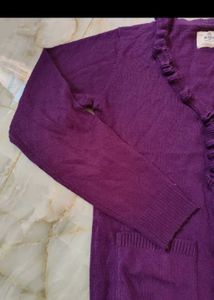 Purple Ruffle Knit Cardigan