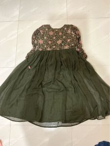 Olive Green Ethnic Gown with Jacket
